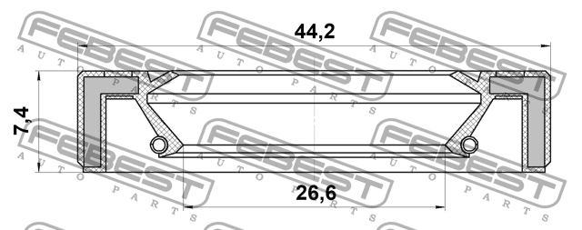 Сальник передней полуоси 26.6x44.2x7.4x7.4 INFINITI FX35 2002-2008 95GBY-2844080 95GBY-28440808X FEBEST