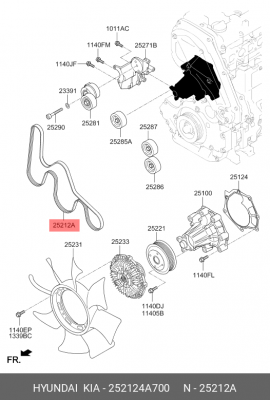 Ремень приводной поликлиновой 7PK2268 HYUNDAI Starex H-1 (07-) OE 25212-4A700 HYUNDAI KIA