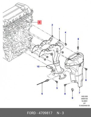 Шпилька FORD Focus (03-),Mondeo (00-),Transit (06-) коллектора выпускного OE 4 709 817 FORD