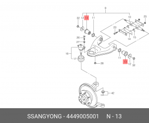 Втулка SSANGYONG Musso рычага переднего верхнего OE 4449005001 SSANG YONG