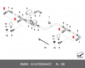 61670004457 Скоба шлангопровода ! \BMW 3' E46, 5' E39, X3 E83, X5 E53 61 67 0 004 457 BMW