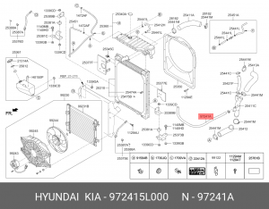 Шланг HYUNDAI HD65,78 дв.D4GA отопителя салона OE 972415L000 HYUNDAI KIA