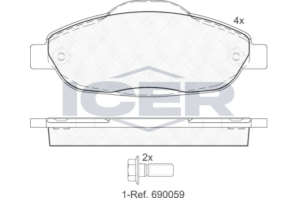 181851 колодки дисковые передние!\ Peugeot 3081.4/1.6 07> 181851 ICER