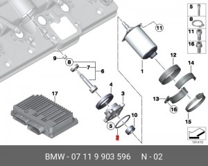 кольцо уплотнительное!\ BMW E60/E61/E63/E64/E65/E66/E67 07 11 9 903 596 BMW