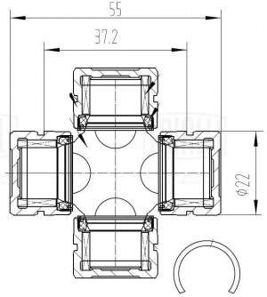 Крестовина для а,м Mitsubishi Delica 94- 22x37.2x55 CC 406 CC406 TRIALLI