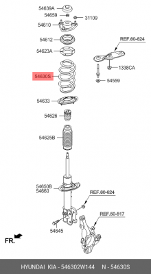 Пружина HYUNDAI Santa Fe (12-) (2.4) подвески передней (RUSSIA SPEC) OE 546302W144 HYUNDAI KIA