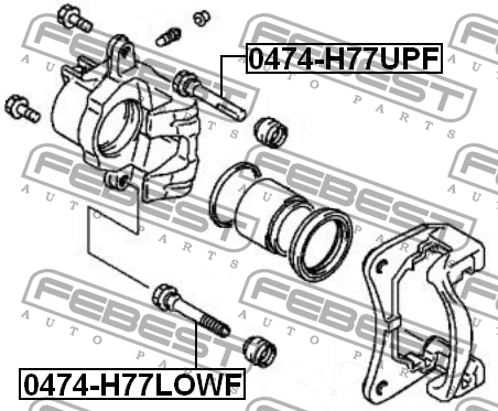 Втулка направ передн суппорта нижняя MITSUBISHI PAJERO PININ/IO 99-05 0474-H77LO 0474-H77LOWF FEBEST