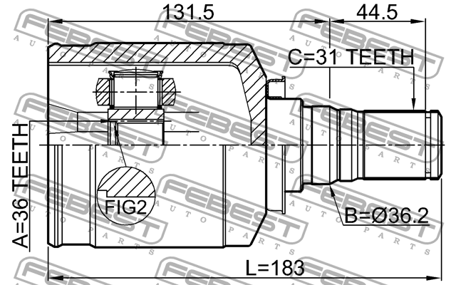 ШРУС внутренний левый HYUNDAI IX55 2008-2013 1211-IX55LH 1211-IX55LH FEBEST