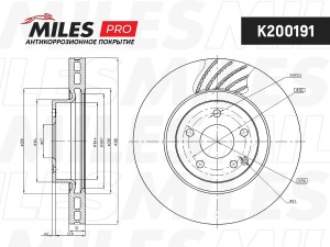 Диск тормозной (серия PRO с антикоррозионным покрытием) MERCEDES W211 280-500 02 K200191 MILES