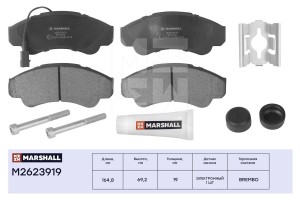 Торм. колодки дисковые передн. Citroen Jumper I 94- Fiat Ducato II III 94- Peuge M2623919 MARSHALL