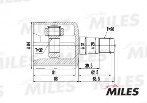 ШРУС внутренний AUDI A3/VW PASSAT/GOLF 1.6-2.0 03- (SKF VKJA8484) GA10010 GA10010 MILES