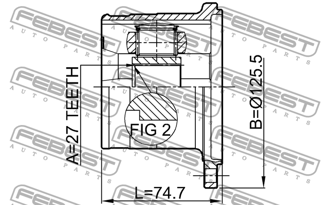 ШРУС внутренний NISSAN TERRANO 95-03 0211-WD21 0211-WD21 FEBEST