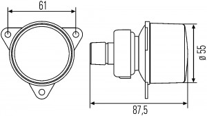 фонарь указателя поворота !белый круглый d=55 \Omn Setra,MAN,MB,Volvo Actros 2BA008221-007 HELLA