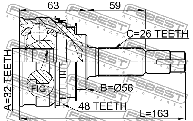 ШРУС наружный! АКПП ABS\ Toyota Camry 2.2 92-96 0110-027A48 FEBEST