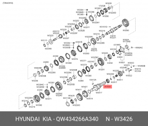 Подшипник КПП HYUNDAI HD120,AeroTown (KH10) вала промежуточного OE QW434266A340 HYUNDAI KIA