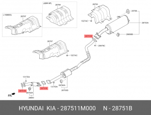 прокладка глушителя! 01231800\ Hyundai Accent IV 1.6 G4FC 10> 287511M000 HYUNDAI