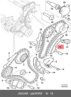 Башмак JAGUAR E-Pace (17-) натяжителя цепи ГРМ OE JDE36980 JAGUAR