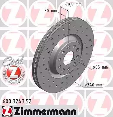 диск тормозной !Sport перед. 340x30/50-5x112 \ Audi A3/Convertible/Limousine/Spo 600324352 ZIMMERMANN