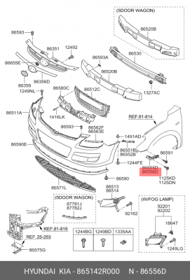 Кронштейн пер. бампера 865142R000 HYUNDAI KIA