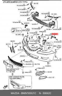 Кронштейн бампера MAZDA 3 переднего левый OE BN8V-50-0U1C MAZDA