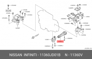 подушка ДВС! левая\ Nissan Qashqai/X-Trail 06> 11360-JD01B NISSAN