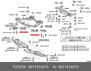 болт крепления переднего подрамника!\ Toyota Camry 90119-16015 TOYOTA