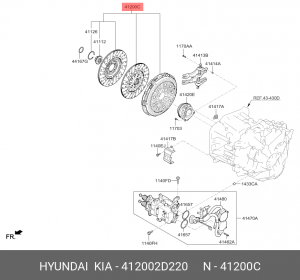 Сцепление HYUNDAI Tucson (18-) (1.6/1.7),i40 (18-) (1.7) двойное комплект OE 412002D220 HYUNDAI KIA