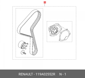 к-кт ГРМ с помпой!\ Renault 119A02552R RENAULT