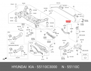 Рычаг подвески HYUNDAI Sonata (17-) KIA Optima (16-) задней верхний левый OE 55110C3000 HYUNDAI KIA