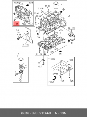 Втулка латунь вала маслонасоса 4HG1/4HК1 NQR71/NQR75/NQR90/NPR75 8980915660 ISUZU