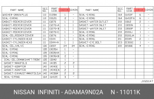 Комплект прокладок двигателя A0AMA9N02A A0AMA-9N02A NISSAN