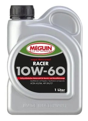 6524 Meguin Синт. мот.масло Megol Motorenoel RACER 10W-60 CF/SN A3/B4 (1л) 6524 MEGUIN