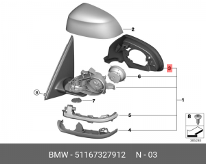 корпус зеркала левого!\ BMW F25/F/15 10> 51 16 7 327 912 BMW