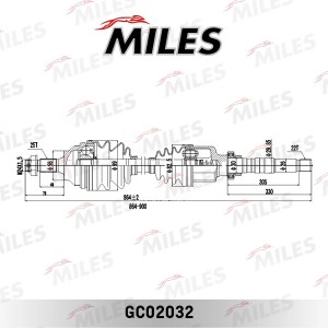 Привод в сборе правый CITROEN BERLINGO/PEUGEOT PARTNER 1.1-1.4 96- (GKN 302919)  GC02032 MILES