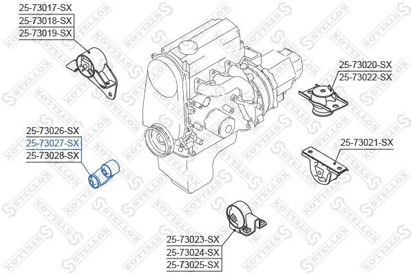 подушка ДВС нижняя правая! VIN: 577031>\ Daewoo Matiz 0.8 SOHC 02> 25-73027-SX STELLOX