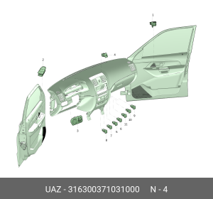 Выключатель УАЗ-3163 Патриот аварийной сигнализации (ОАО УАЗ) 316300371031000 UAZ UAZ