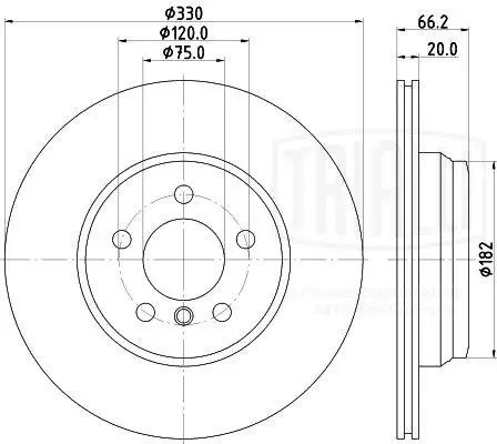 Диск торм. BMW 3 (F30) (11-)/4 (F32) (13-) зад. d=330 (окраш.) (DF 190414)  2шт DF190414 TRIALLI
