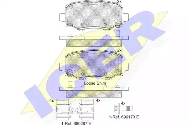 182176 колодки дисковые задние!\ Jeep Cherokee V (KL) all 13> 182176 ICER