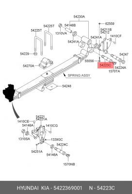 Палец HYUNDAI HD170,270,450 рессоры передней (переднее ушко) OE 5422369001 HYUNDAI KIA