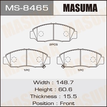 колодки дисковые передние!\ Honda Jazz 1.2i/1.4 02>/Stream 1.7i/2.0i 01> MS8465 MASUMA