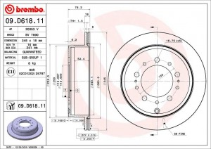 Диск тормозной 09.D618.11 09.D618.11 BREMBO