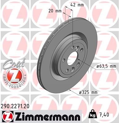 диск тормозной !задн. 325x20/42-5x108 \ Jaguar E-Pace 17>, Land Rover Discovery  290.2271.20 ZIMMERMANN