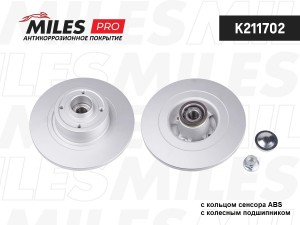 Диск тормозной (серия PRO с антикоррозионным покрытием) RENAULT MEGANE II/SCENIC K211702 MILES