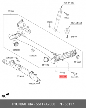Болт KIA Cerato (13-) рычага подвески задней OE 55117A7000 HYUNDAI KIA