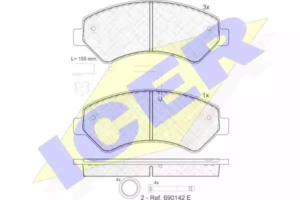 141836 колодки дисковые передние!\ Citroen Jumper,Fiat Ducato,Peugeot Boxer 2.2H 141836 ICER