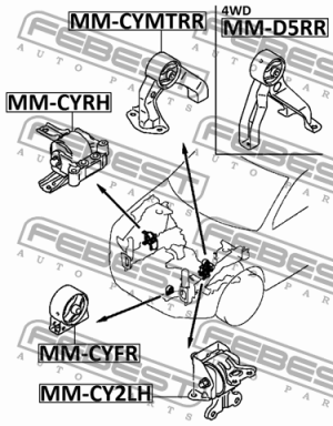 Подушка двигателя левая (гидравлическая) MT MM-CY2LH FEBEST