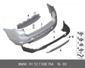 Заглушка BMW X4 (F26) крюка буксировочного бампера заднего OE 51 12 7 338 754 BMW