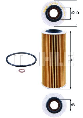 Фильтр масляный BMW 3 (E46,E90),5 (E60),X5 (E53) MAHLE OX177/3D MAHLE KNECHT