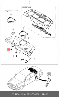Пистон HYUNDAI Porter,Accent (99-),Sonata 4,5,Elantra,Getz,Matrix,Tucson обивки  8231538000 HYUNDAI KIA