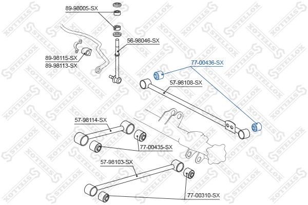 сайлентблок зад.попер.тяги!\ Toyota Land Cruiser 120/Prado GRJ120/KDJ120 77-00436-SX STELLOX